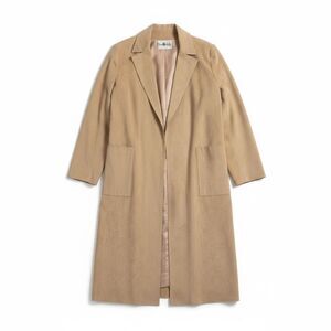 Vintage Irene Herbert’s Small Beige Faux Suede Duster Coat Open Front Trench